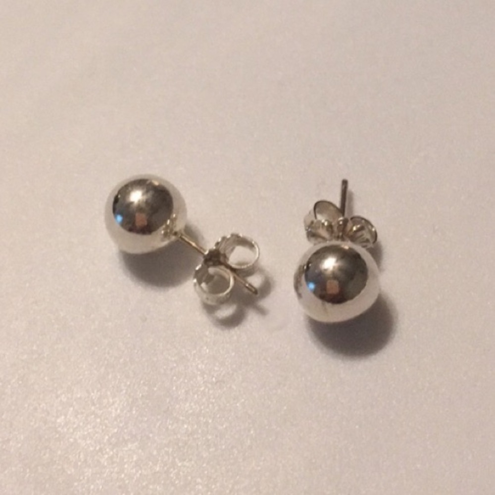 Tiffany & Co 8mm Sterling Silver Ball Earrings - Picture 6 of 8